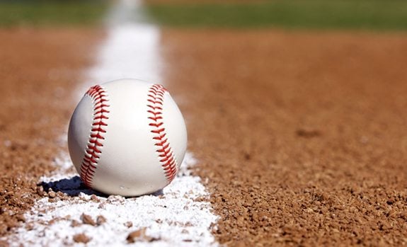 baseball on baseline