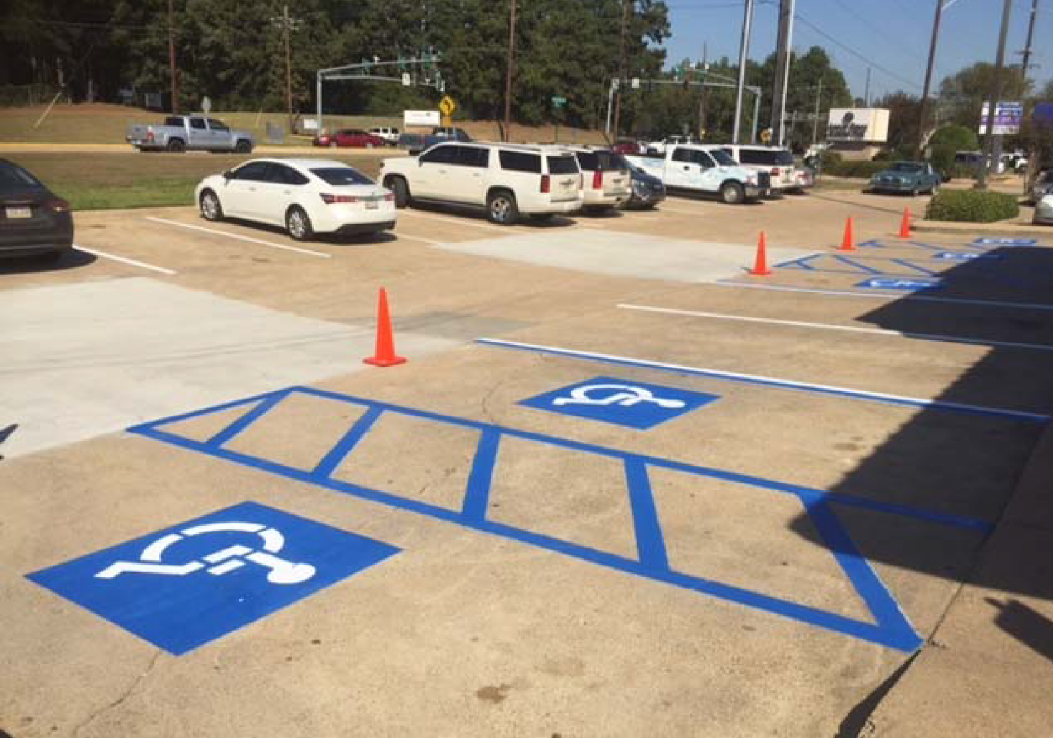 fresh ADA handicap lines and parking spots