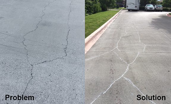 side by side comparison of pavement before and after project