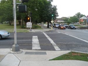 crosswalk not aligned with visually impaired walking devices