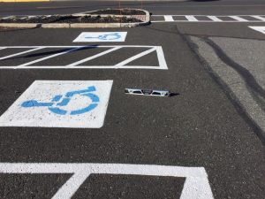 handicap parking space with too high slope
