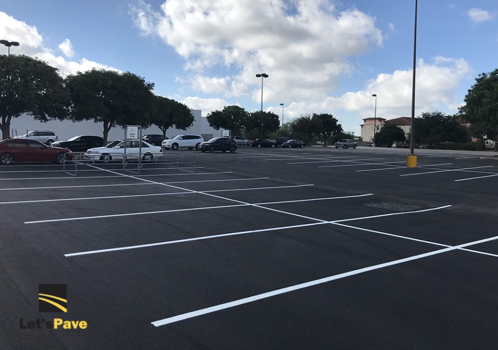 Parking lot after resurface