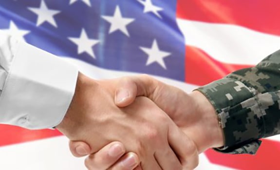 veteran shaking hands