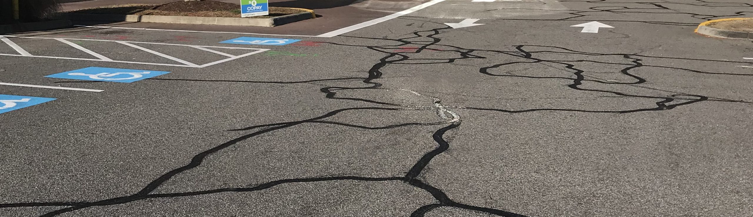 parking lot with crack sealing