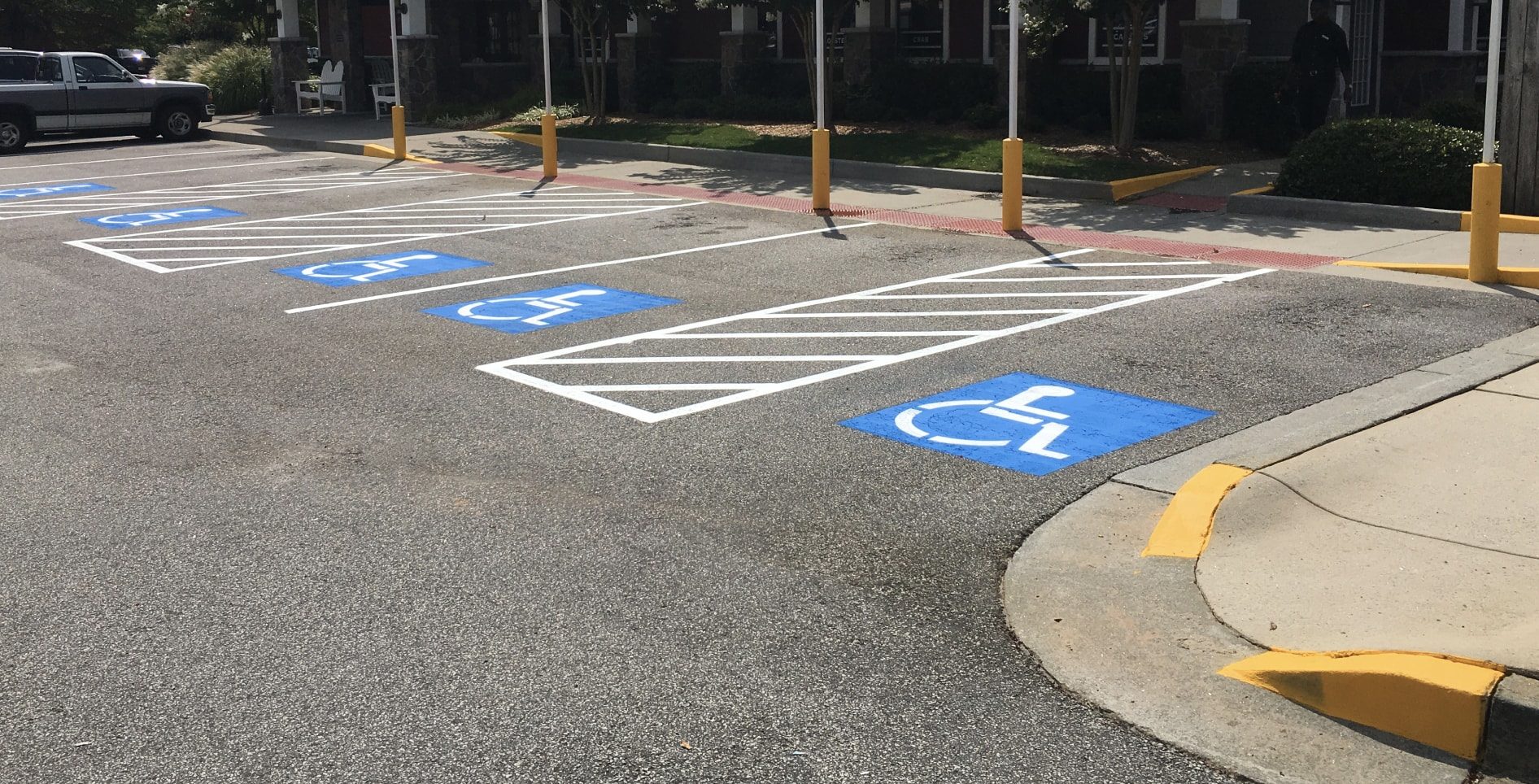 parking lot with handicap spaces