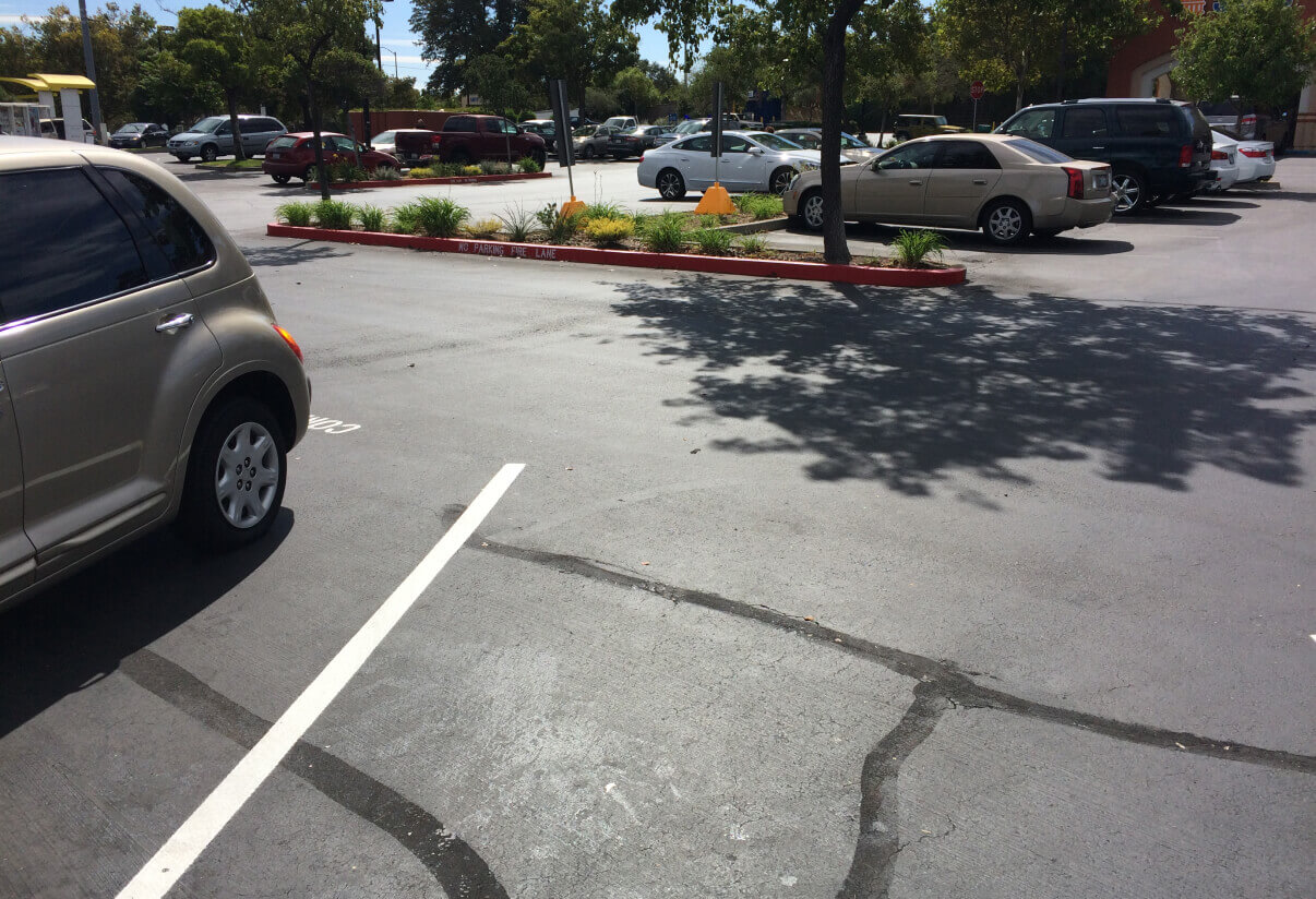 cracks sealed in parking lot