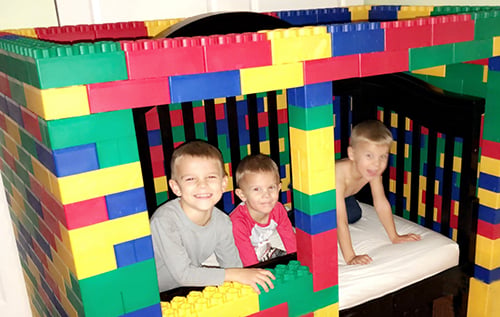 lego bed for Lindsey Bearlund's three sons