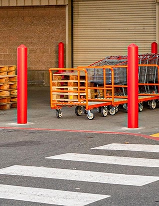 recently installed bollards at Costco