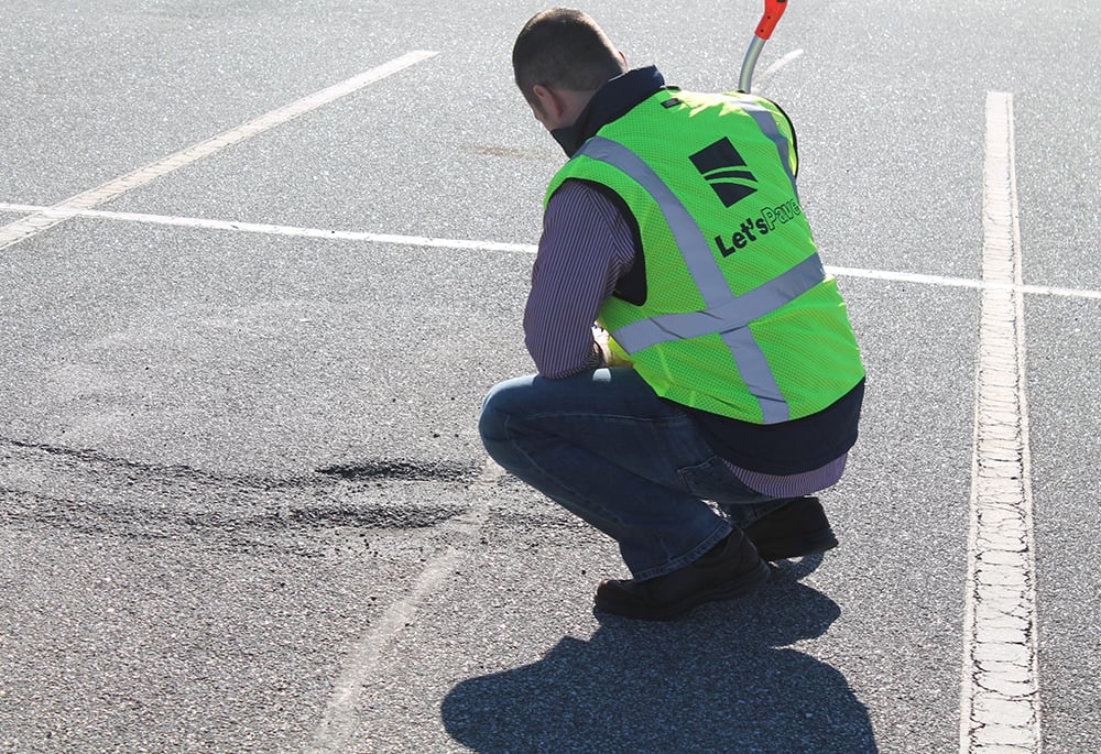 Pavement rutting in parking stall